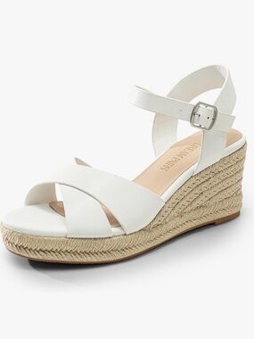 Dream Pairs White Cross-Strap Wedge Sandals